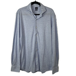 Boggi Milano regular Fit Blue 100% Cotton Button Front Shirt Size L, classic